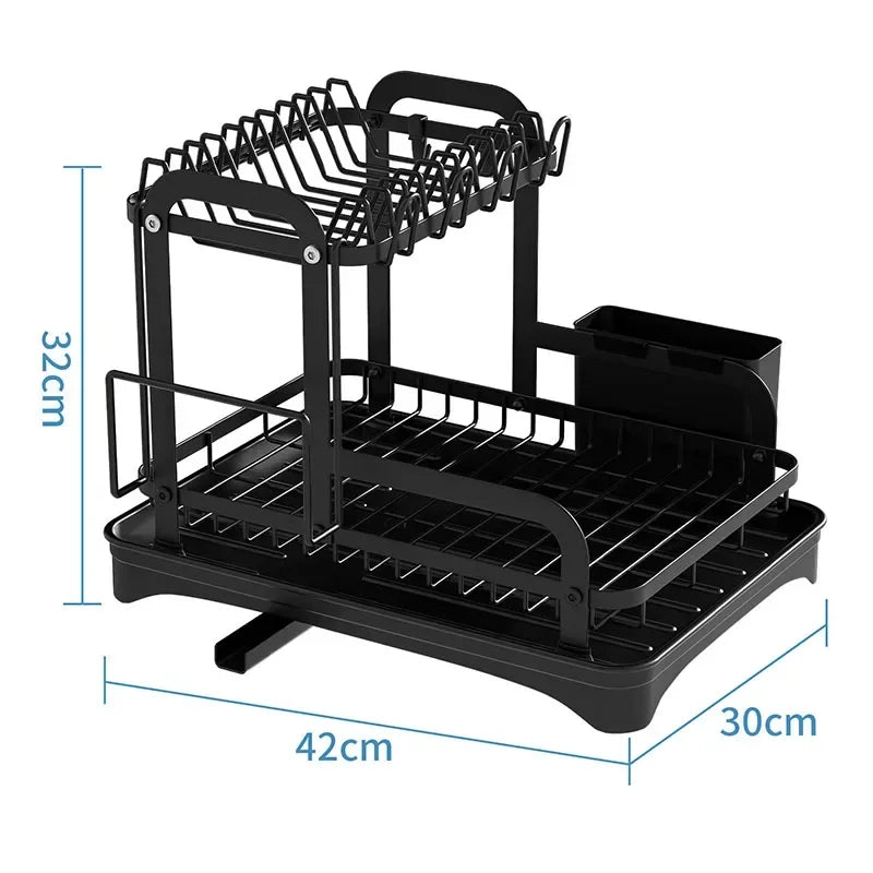 égouttoir vaisselle acier inoxydable noir moderne porte couteaux porte verres porte couverts porte plats