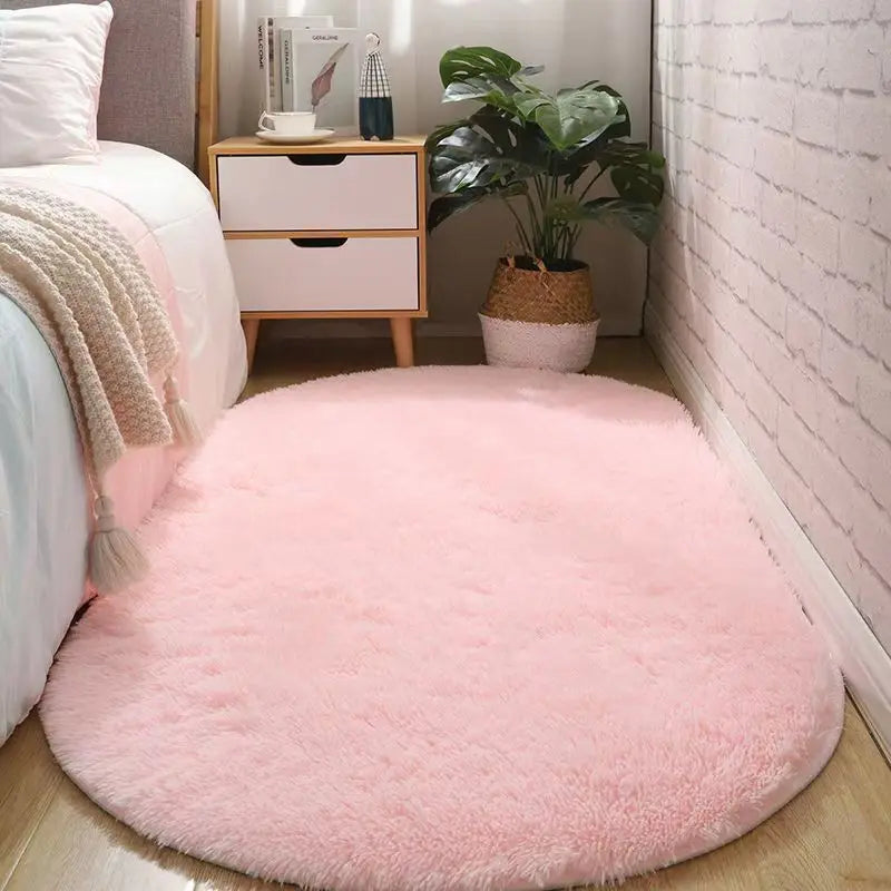 tapis gris blanc rose bleu moderne doux fourré chambre salon oval 100 polyester