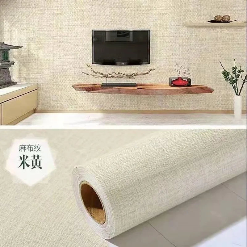 papier peint vinyle moderne lin opaque salon chambre cuisine imperméable adhésif vert clair bleu