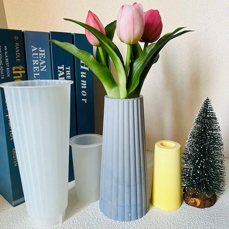 vases silicone rayés blanc gris jaune rose pâle moderne minimaliste