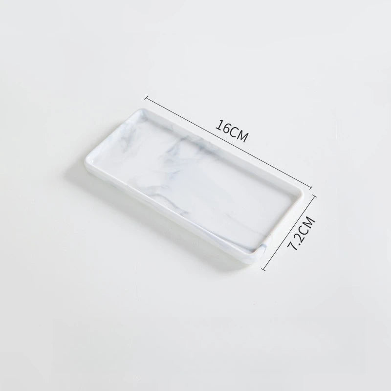 assiettes marbre blanc rose bleu moderne rangement salle bain coiffeuse domestique