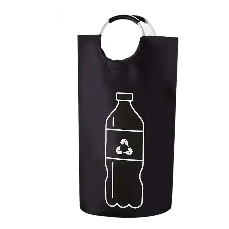 sac poubelle pliable noir recyclage symbolique moderne poignées métalliques bouteilles plastique intérieur large 38cm