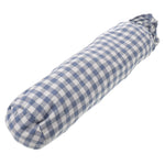 housse coussin cou décoration coton bleu clair blanc carreaux rustique ølets