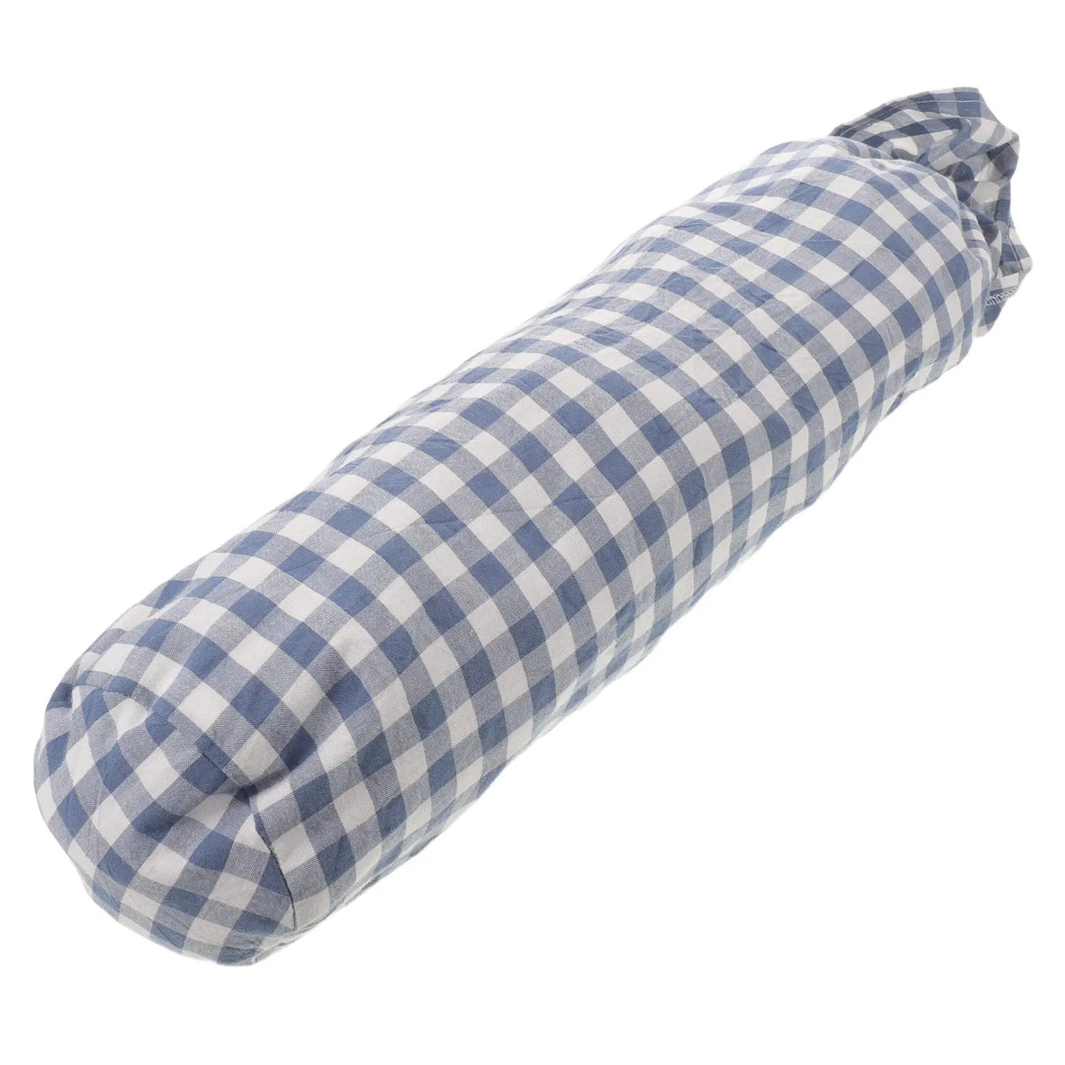 housse coussin cou décoration coton bleu clair blanc carreaux rustique ølets