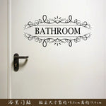 autocollants mural ornements floraux texte bathroom toilet adhésif classique vintage chambre salle bains porte