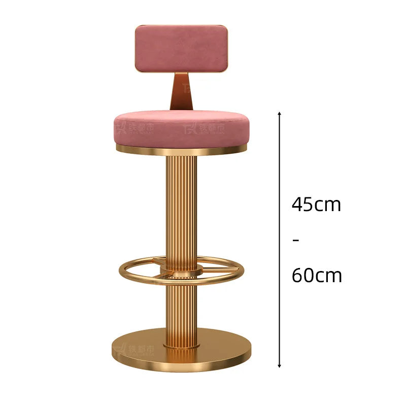 tabourets bar velours bleu marine gris rose contemporains assise dorée pieds métal adjustable