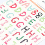 lettres capitales alphabet bois rose vert bleu noir blanc points coeurs rayures scrapbooking journalisation