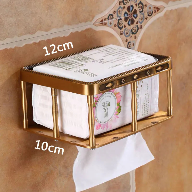 distributeur serviettes papier classique doré motifs floraux fixé adhésif salle bains