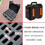 boîte rangement pratique robuste noir orange intérieure mousse compartiments étanches outils externes couteaux pliants