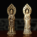 statue religieuse dorée détaillée motif traditionnel classique base fleur lotus