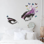 sticker mural yeux stylisés adhésif pvc résistant eau moderne artistique noir violet bleu rose