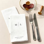 serviettes table personnalisables blanc monogramme minimaliste mariage réception 15pcs 25pcs 50pcs 75pcs 100pcs