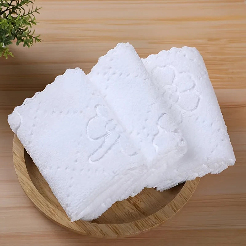 serviettes blanches broderie florale classiques 23cm 23cm absorbantes polyestère rapide usage maison toilette