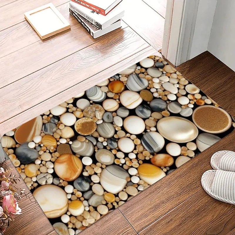 tapis d'entrée intérieur moderne motif pierre marbre antidérapant polyester facile nettoyer salon salle