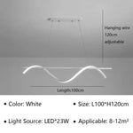 suspension lumineuse moderne ondulé noir blanc fixations chaines