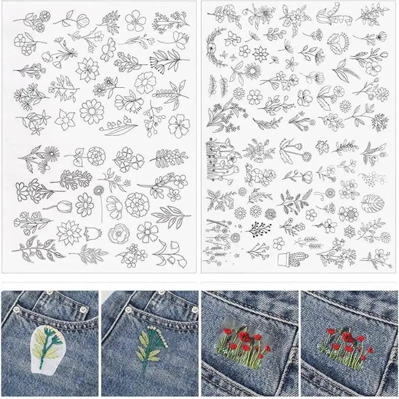 feuilles adhésives broderie transparentes motifs floraux lettres alphabet découpées étiquettes solubles acrylique imprimables adultes