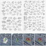 feuilles adhésives broderie transparentes motifs floraux lettres alphabet découpées étiquettes solubles acrylique imprimables adultes