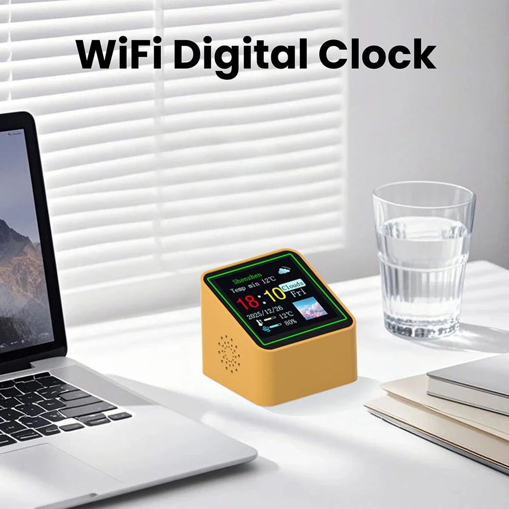 horloge électronique multifonctionnelle jaune noir vert écran numérique rétroéclairage moderne compact