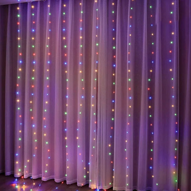 décoration noël led rideau lumineux blanc chaud multicolore moderne télécommande