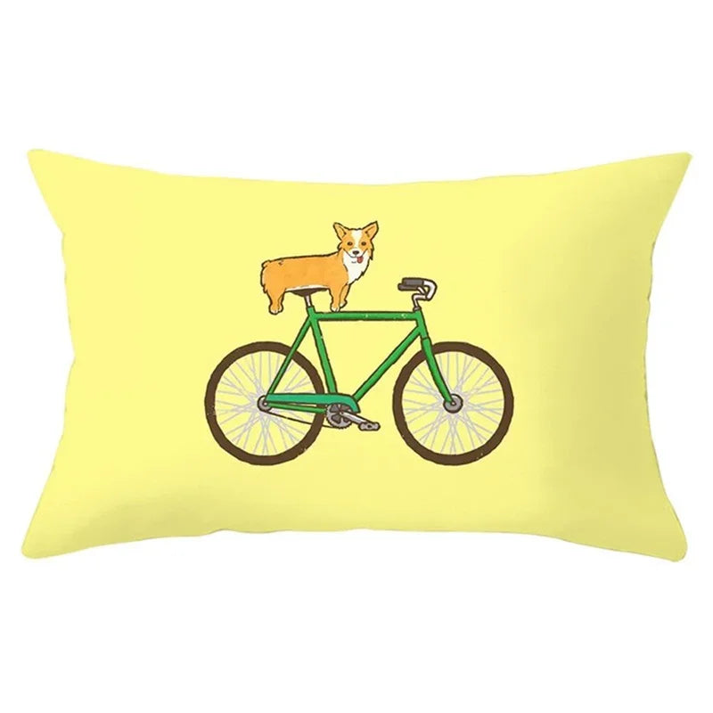 coussin décoratif jaune motif géométrique salon chambre lit tissu polyester moderne 30x50cm