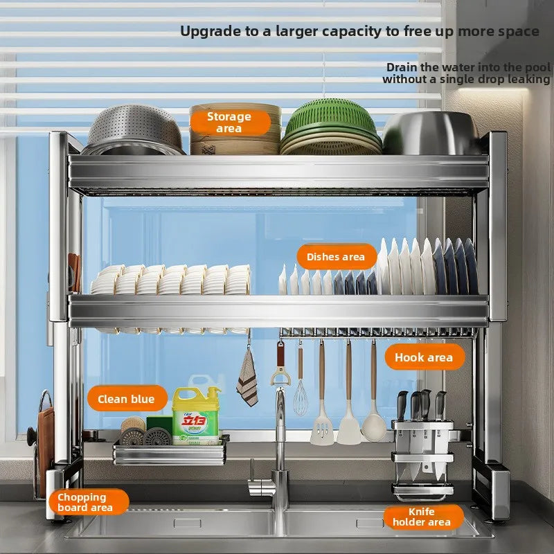 étagère cuisine inoxydable moderne grille séchage porte couteaux serviettes verres assaisonnement