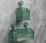 panier rangement mural transparent rayures moderne fixation suction cosmétiques flacons toilette