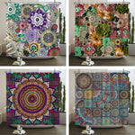 rideau douche boho multicolore fleurs mandalas geometrique opaque polyester respectueux environnement