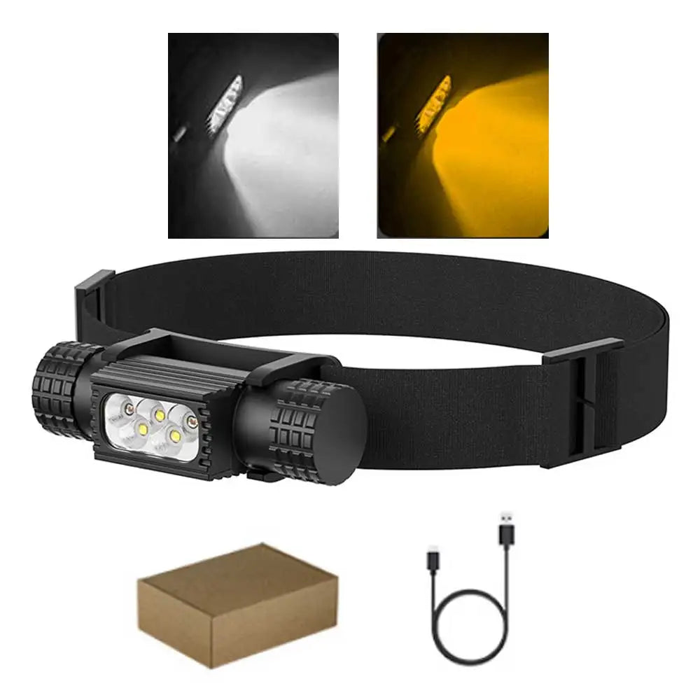 lampe frontale noire led charge usb rohs camping fishing moderne