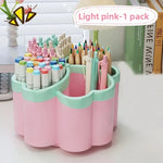 organisateur compartiments papeterie rose violet blanc moderne mignon floral plastique lisse