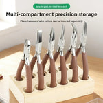 rangements outils bois pinces ciseaux texturés industriel utilitaire multifonctionnel fixations différentes