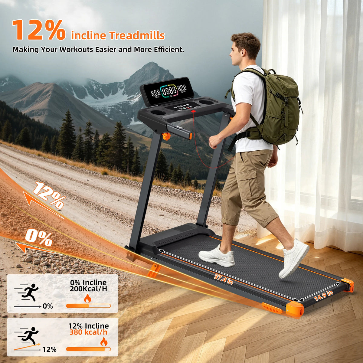 tapis course électrique pliable cardio 12 programmes écran led bluetooth cardiogramme multifacteur moderne domestique