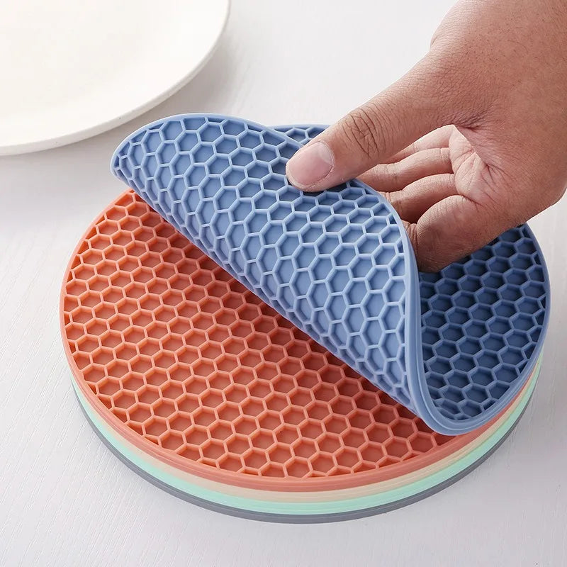 tapis protection cuisine silicone moderne vert bleu gris motifs géométriques