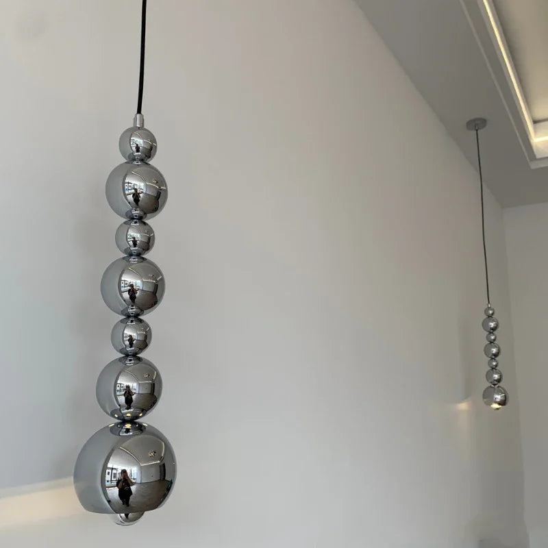 suspension moderne argentée brillant chambre salon éclairage pendentif autonome lampe aluminium contemporain