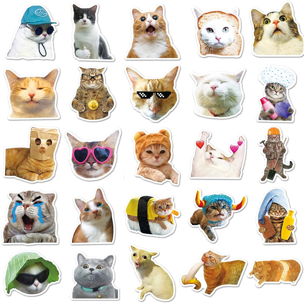 stickers adhésifs chats expressions faciles utiliser variés cartoongrats décoration jouets différents amusants