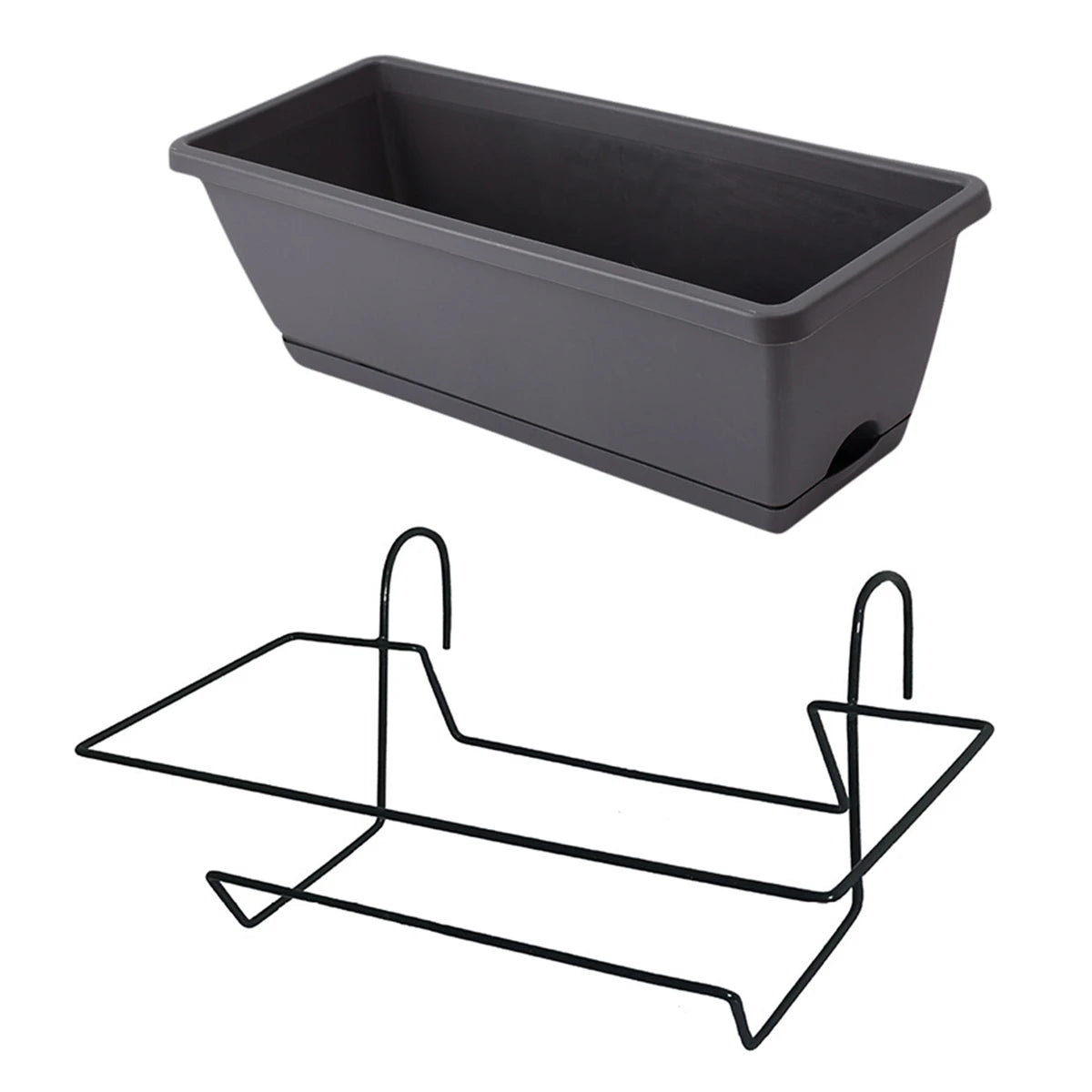 bac fleurs suspendu moderne gris noir vert bacs fleurs crochets métalliques drainage balcon patio