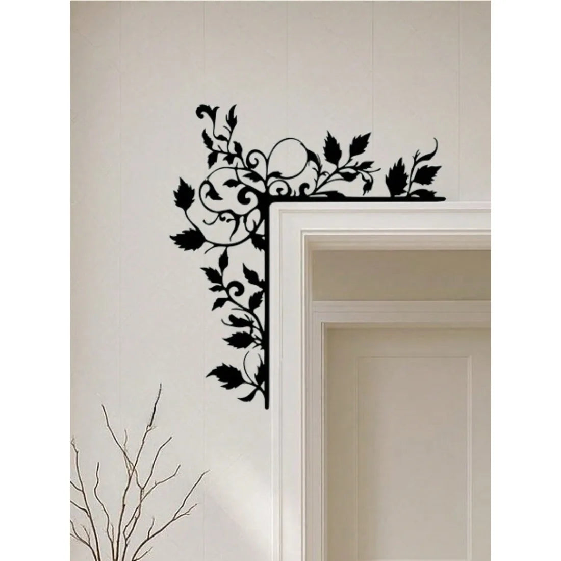 Cintre Porte Métal Antirouille Décor Botanique Style Pastorale Art Mural Entrée Maison Vintage Feuille