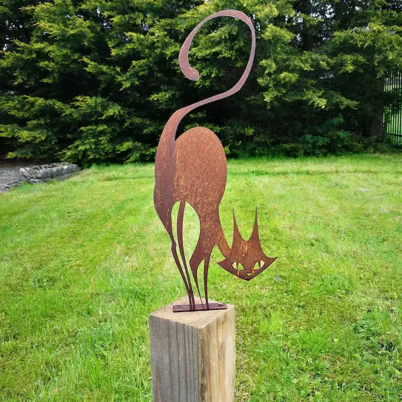 décoration extérieure sculpture oiseau métal bronze rustic artisanal 30x19.5cm jardin unique