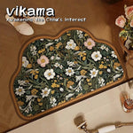 tapis d'entrée absorbant eau rapide sèche ventilé non glissant intérieur maison vert floral élégant