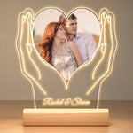 lampe led cœur personnalisable texte motifs mains anges veilleuse bois moderne déco blanc beige