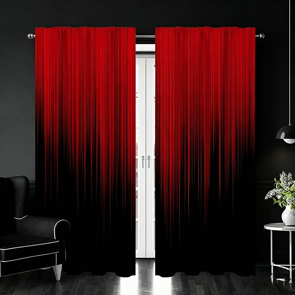 rideaux moderne rouge noir ombre linéaire 100 polyester anneaux chambre salon