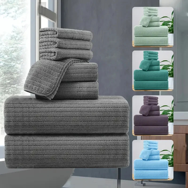 serviettes bain rayées gris modernes grandes petites lingettes absorption rapide machine laver