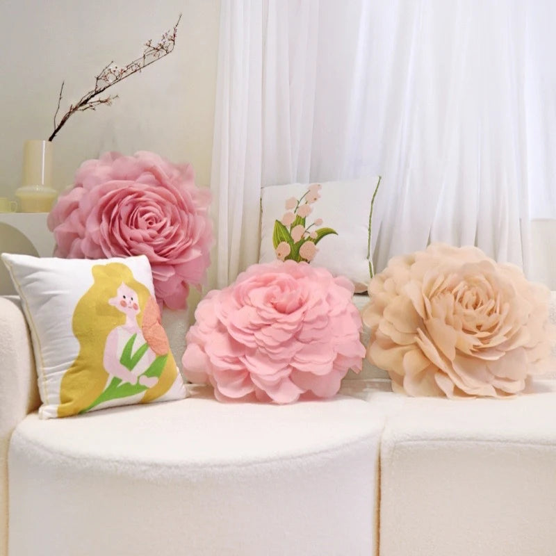 taie d'oreiller fleur rose moderne 100% coton lavable lit carré 45x45cmDecorationAdultes