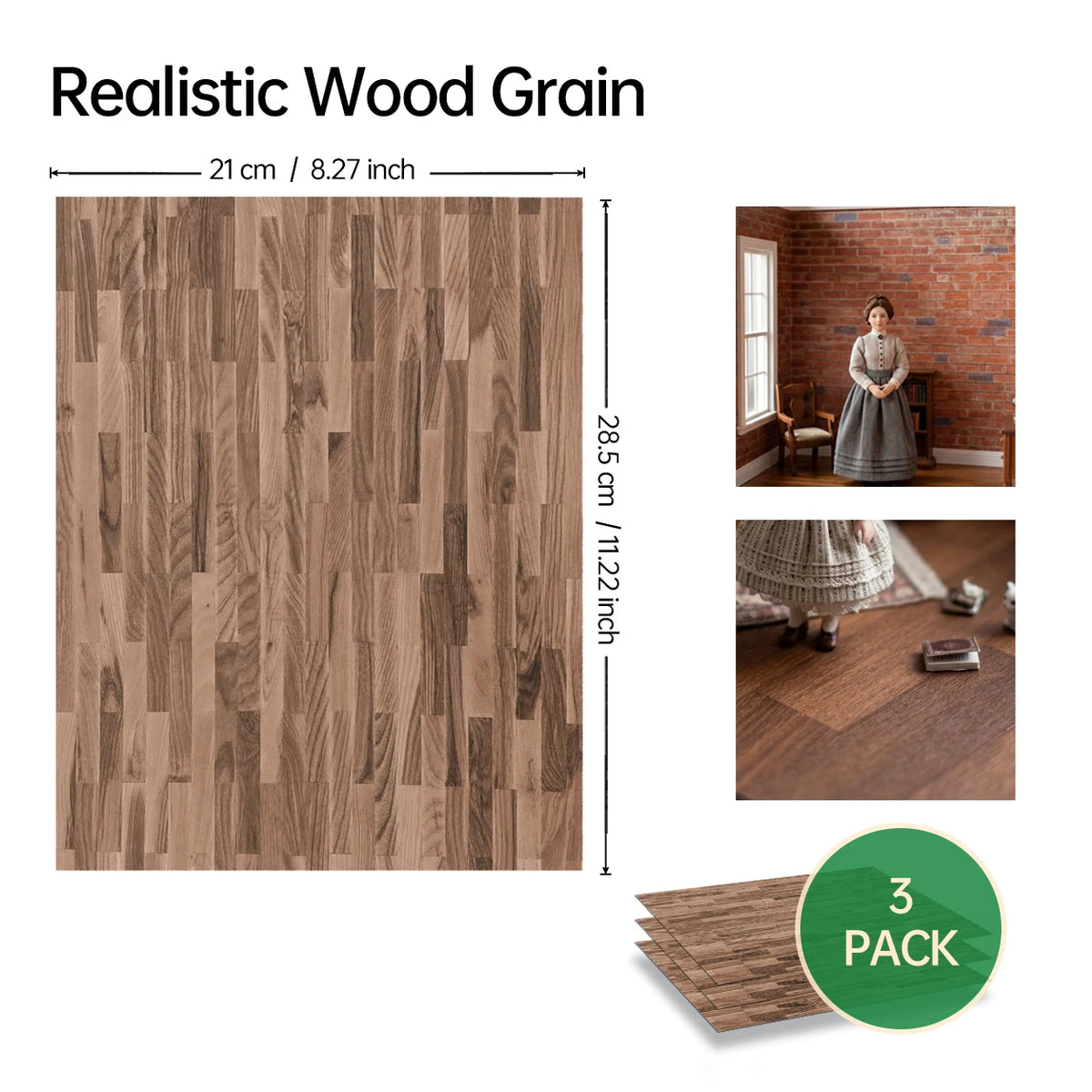 papier peint adhésif classique grain bois motif brique élégant 21cm 285cm 3pièces