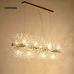 suspension lumineuse moderne cristal doré branches feu d'artifice led transparente élégante semi encastrée