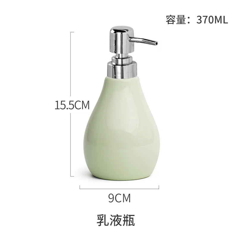 ensemble accessoires salle bain porcelaine moderne distributeur savon gobelet porte brosse dents
