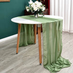 chemin table vert clair moderne uni opaque 30x300cm ruban blanc decoration anniversaire mariage noel