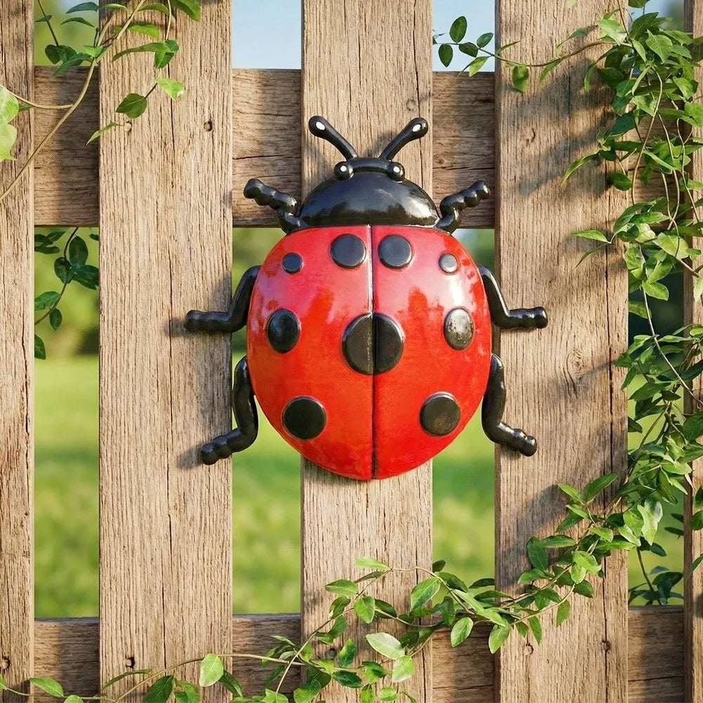décoration murale coccinelle rouge noir points réalistes adhésif inclusion lot trois pièces