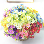 bouquet artificiel violet blanc jaune rouge bleu fleurs soie feuilles vertes moderne décoration maison