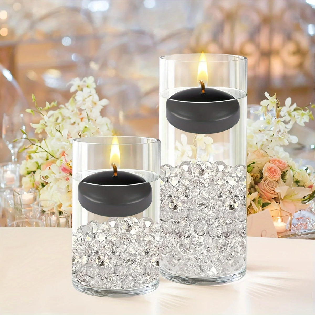 bougies flottantes noires rondes 10g 20g 1.5pouce 1.8pouce minimaliste fil vases table mariage