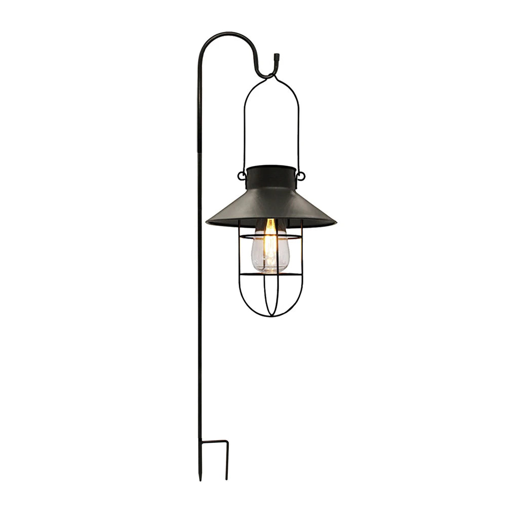 lanterne solaire vintage industrielle rustique verre transparent métal texturé annuel suspension planteoireextérieur jardin patio